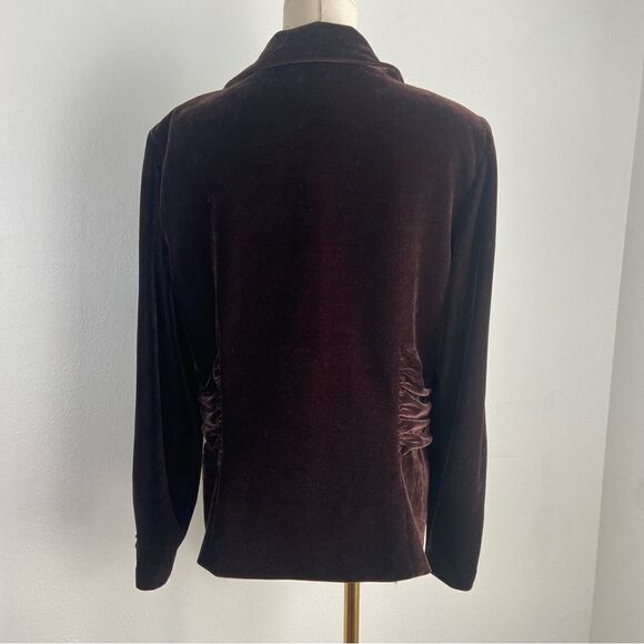 Vtg 90s Brown Velvet Blazer Women XLP Steampunk Academia Western Equestrian Goth - Picture 12 of 13
